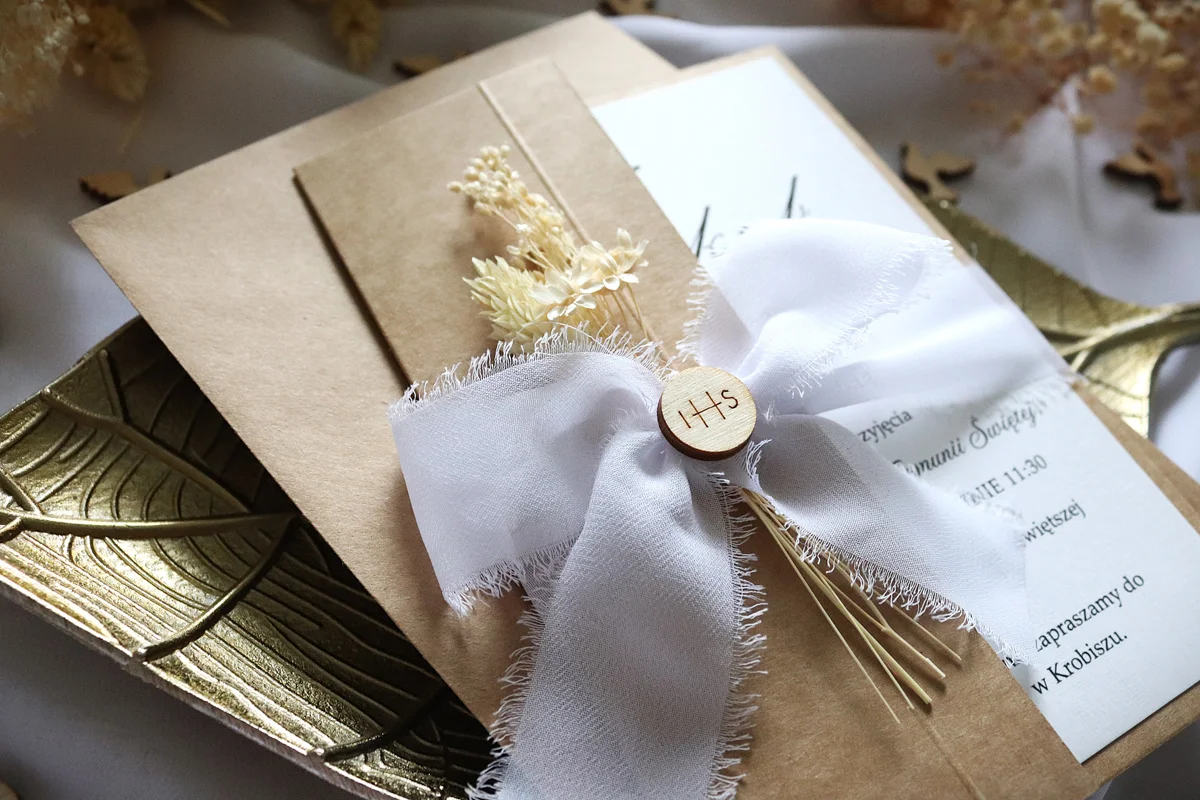 Zaproszenia „Elegance Eco” na Komunię Świętą/Chrzest
